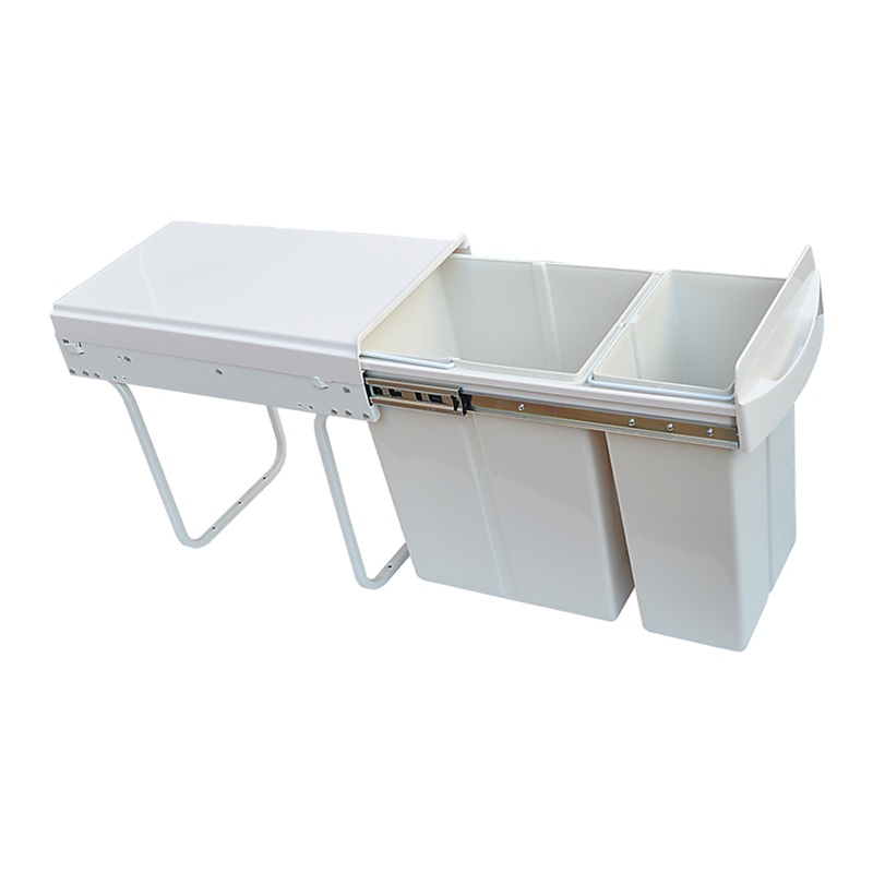Pull Out Bin Kitchen Double Dual Slide Garbage Rubbish Waste 10L+20L