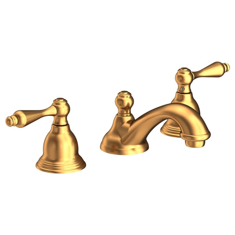 Seaport Two Handle Widespread Bathroom Faucet with Lever Handles with Drain – Satin Gold