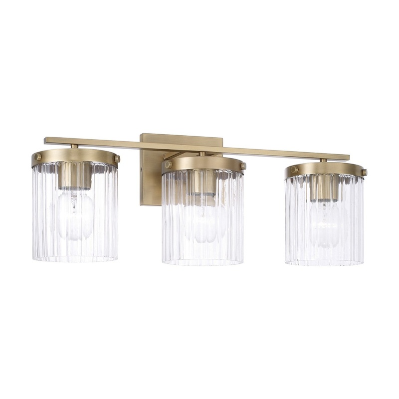 Three Light Vanity from the Vaughn Collection in Aged Brass Finish by Capital Lighting