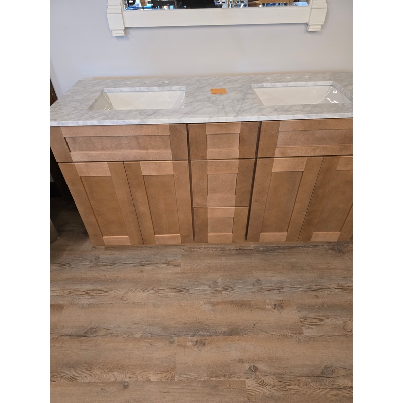 60″ Caramel Vanity with Marble Top