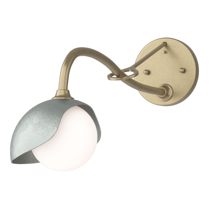 Brooklyn 1-Light Single Shade Long-Arm Sconce Soft Gold Vintage Platinum