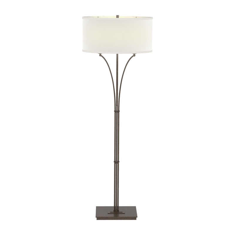 Contemporary Formae Floor Lamp Bronze Natural Anna Shade (SF)