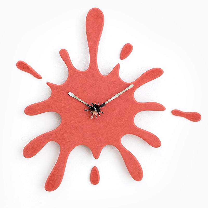 Creative Splatter Design Wall Clock – Silent Movement, Modern Decorative Timepiece(red)