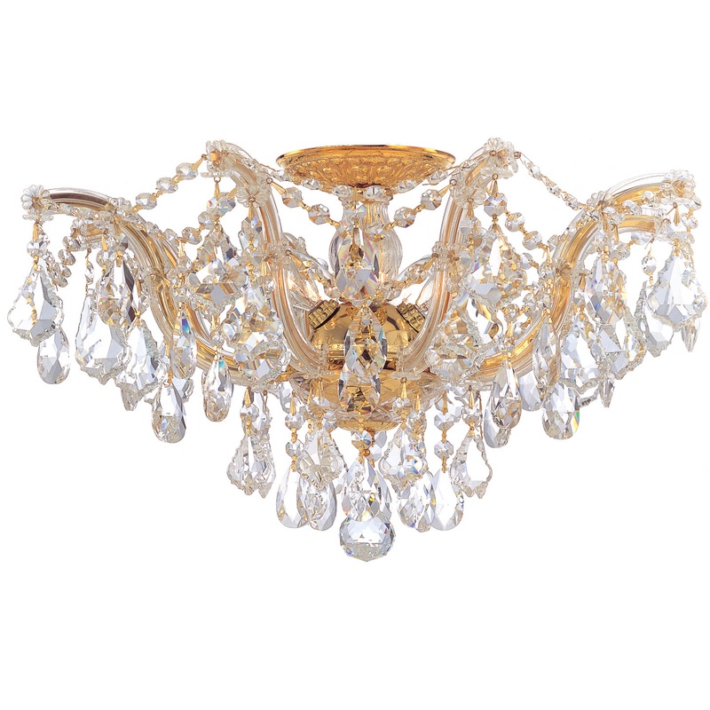 Crystorama 4437-GD-CL-MWP Maria Theresa Five Light Semi Flush Mount Gold