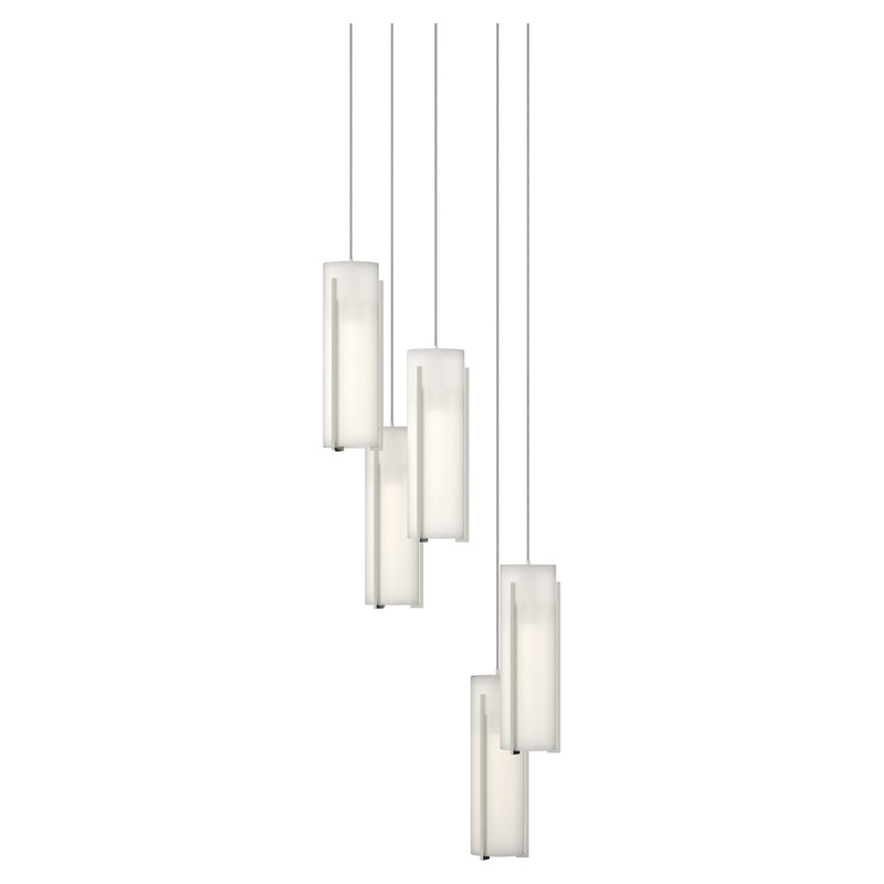 Exos Glass 5-Light Pendant Sterling Opal Glass (GG)