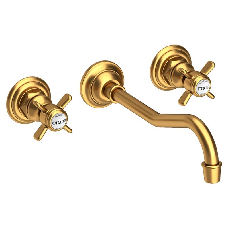 Fairfield Two Handle Wall-Mount Bathroom Faucet – Satin Gold PVD