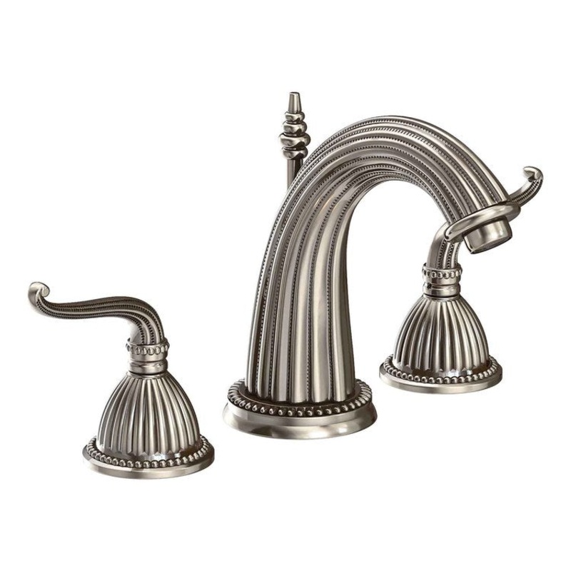 Lavatory Faucet Alexandria Widespread 8 to 20 Inch Spread 2 Lever ADA Antique Nickel 1.2 Gallons per Minute Brass Spout Height 4-11/16 Inch