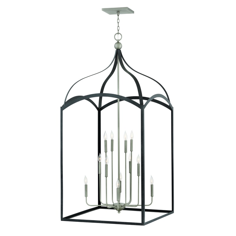 LED Chandelier from the Clarendon Collection in Aged Zinc Finish by Hinkley
