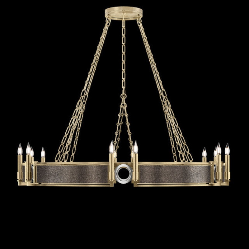 Mirage 49.75″W Round Chandelier Soft Gold Leaf/Nickel/Pebble