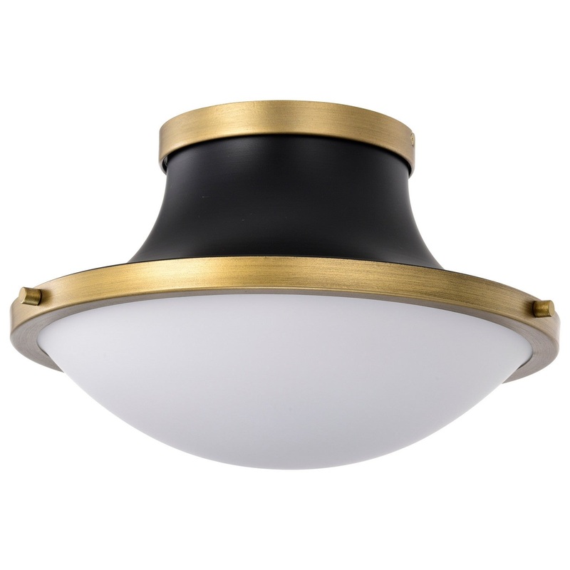 One Light Flush Mount from the Lafayette Collection in Matte Black Finish by Nuvo Lighting