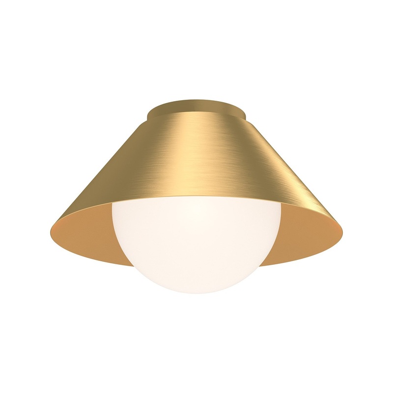 One Light Flush Mount from the Remy Collection in Brushed Gold/Opal Glass|Matte Black/Opal Glass|White/Opal Glass Finish by Alora