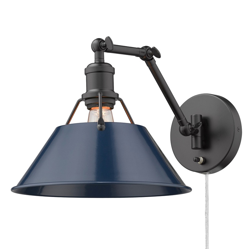 Orwell BLK Articulating 1 Light Wall Sconce with Matte Navy Shade