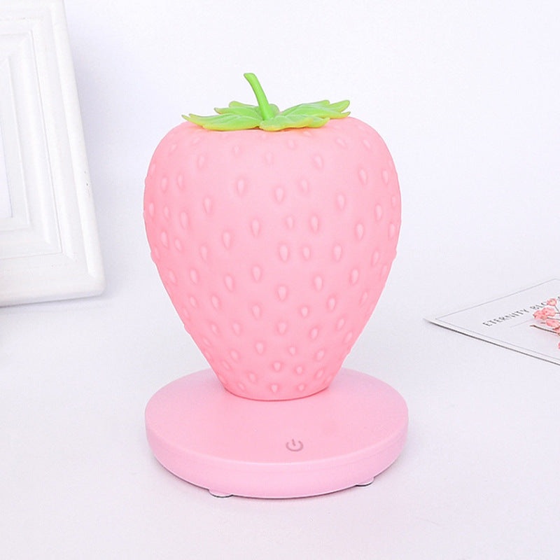Pink Cute Silicone Strawberry Night Light – USB Rechargeable, Touch Control