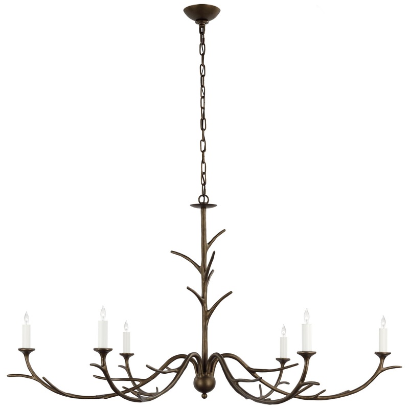 Six Light Chandelier from the Iberia Collection in Antique Bronze Leaf Finish by Visual Comfort Signature