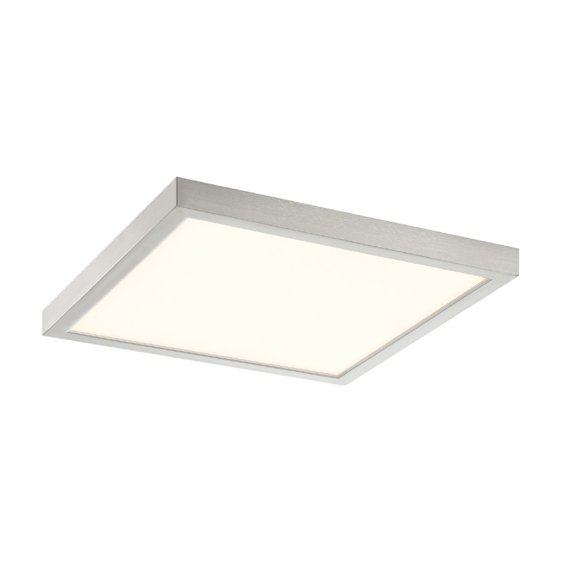 Troy 9″ Square 5CCT Flush Mount Brushed Nickel