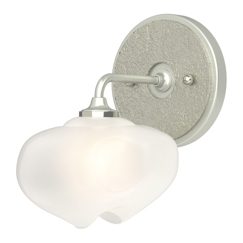 Ume 1-Light Curved Arm Bath Sconce Vintage Platinum Sterling