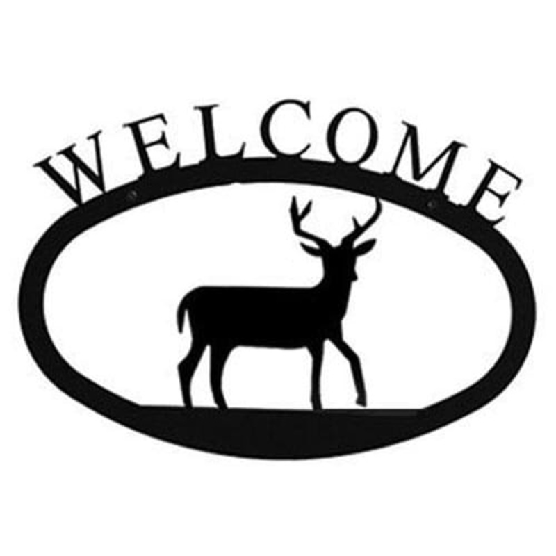 Village Wrought Iron WEL-3-L Deer Welcome Sign Large