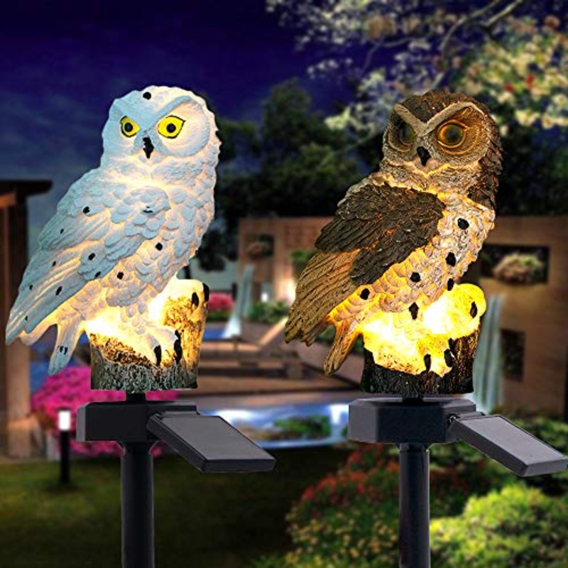 Yiwa Articoli per la casa Lampada da Prato Alimentata a Energia Solare a Forma di Gufo per la Decorazione di Illuminazione di Giardino Patio Esterno