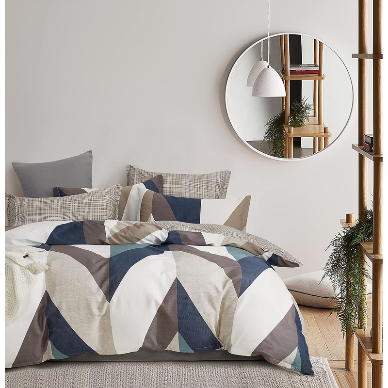 100% Cotton Oliver Reversible Printed Quilt Cover Set – Queen Size