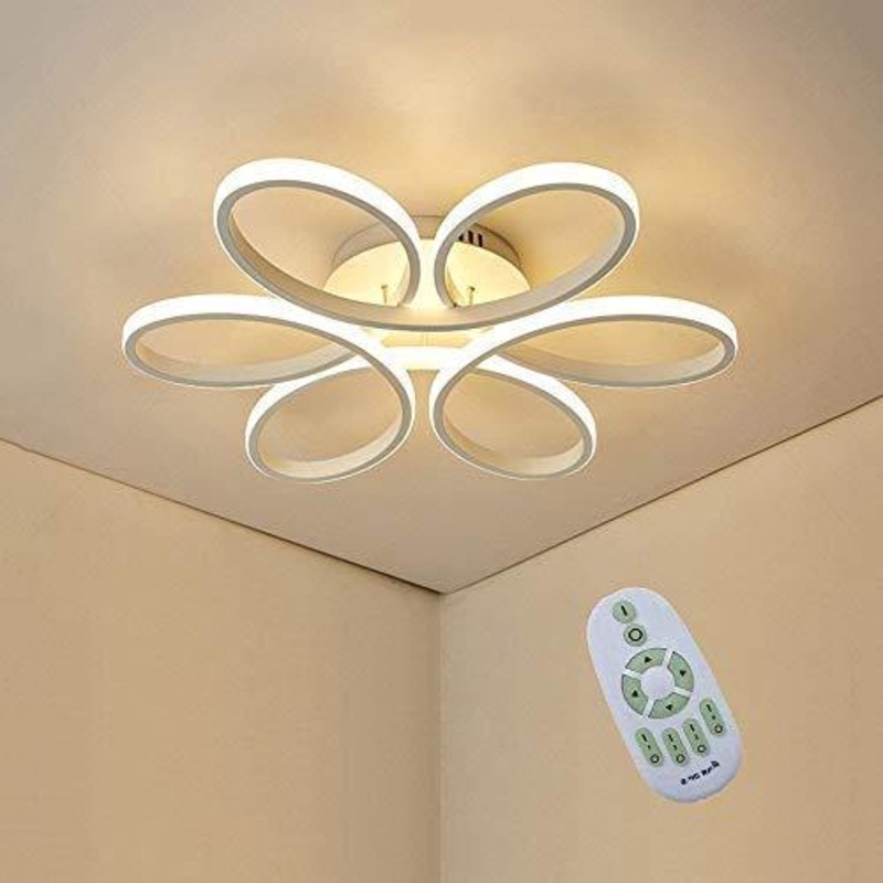 75W LED Plafoniera, Creativa Forma Di Fiore Lampada Da Soffitto, Bianco Alluminio Corpo Lampada In Acrilico Paralume, Soggiorno Camera Da Letto Luce Di Soffitto 3000K~6000K Dimmerabile 58 * H10cm