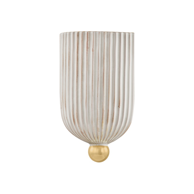 Amira Wall Sconce Aged Brass/Ceramic Fluted Cream