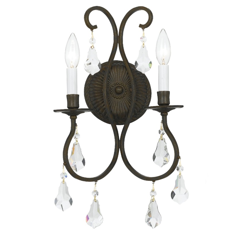 Crystorama 5012-EB-CL-MWP Ashton Two Light Wall Sconce English Bronze