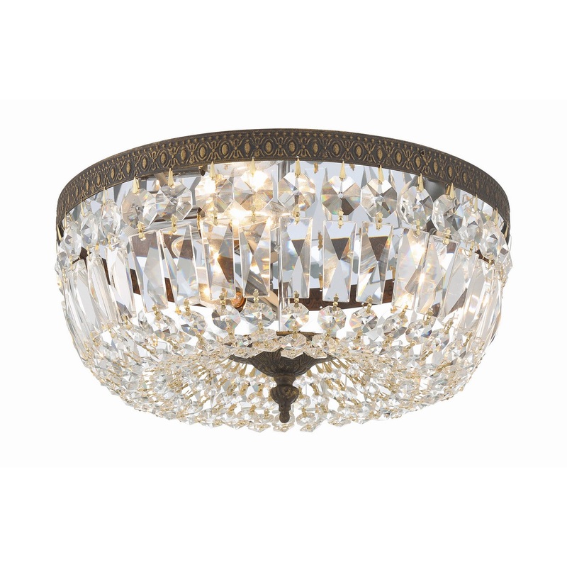 Crystorama 714-EB-CL-SAQ Ceiling Mount Three Light Flush Mount English Bronze