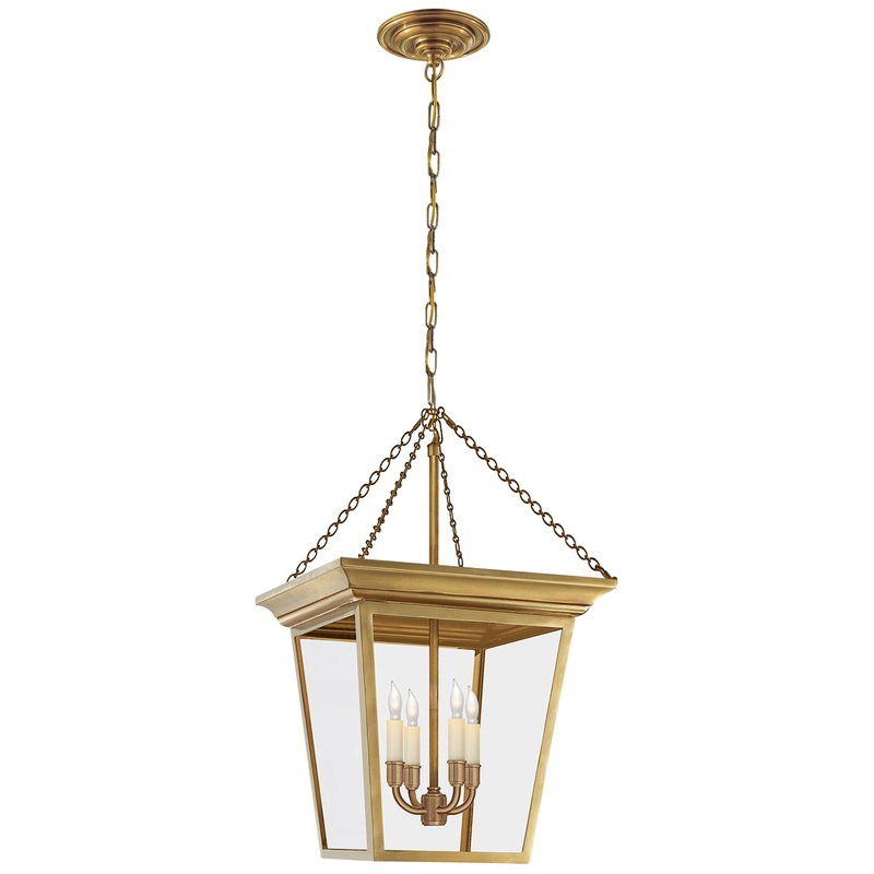 Four Light Lantern from the Cornice Collection in Hand-Rubbed Antique Brass Finish by Visual Comfort Signature