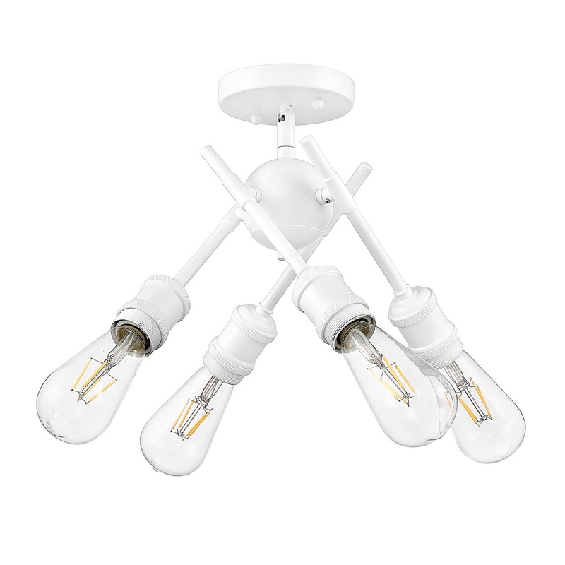 Four Light Semi-Flush Mount from the Axel Collection in Matte White Finish by Golden