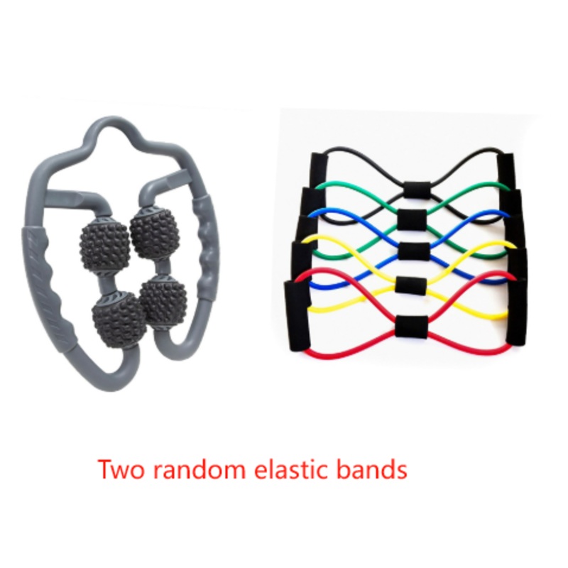 Grey Set of 2 Foam Roller Ring Leg Massagers with 2 Resistance Bands – Muscle Relief Kit