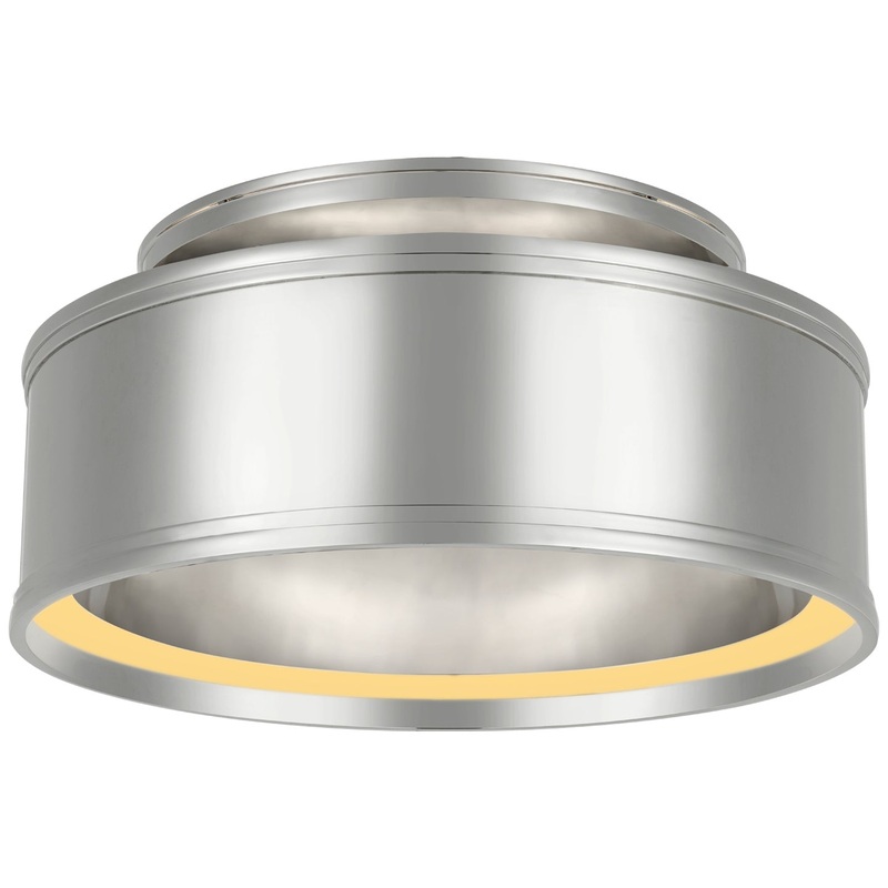 LED Flush Mount from the Connery Collection in Polished Nickel Finish by Visual Comfort Signature