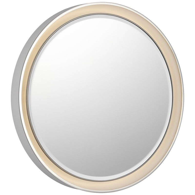 LED Mirror from the Tricia Collection in Matte White and Polished Nickel Finish by Visual Comfort Signature