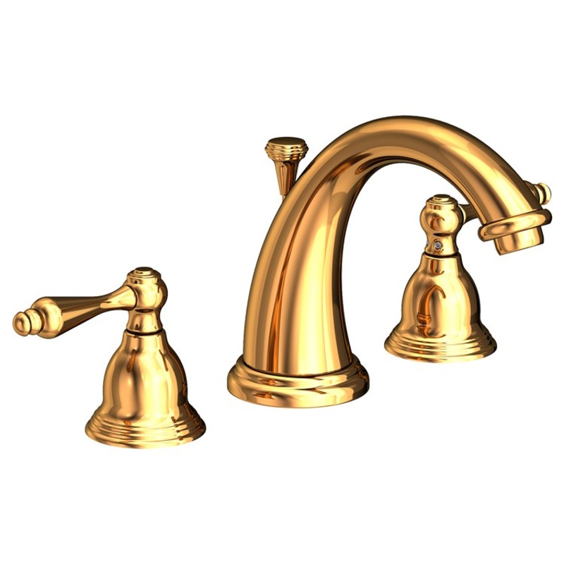 Seaport Two Handle Widespread Bathroom Faucet with Lever Handles with Drain – Polished Gold PVD