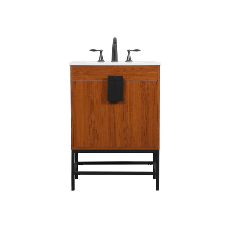 Single Bathroom Vanity from the Eugene Collection in Teak Finish by Elegant Lighting