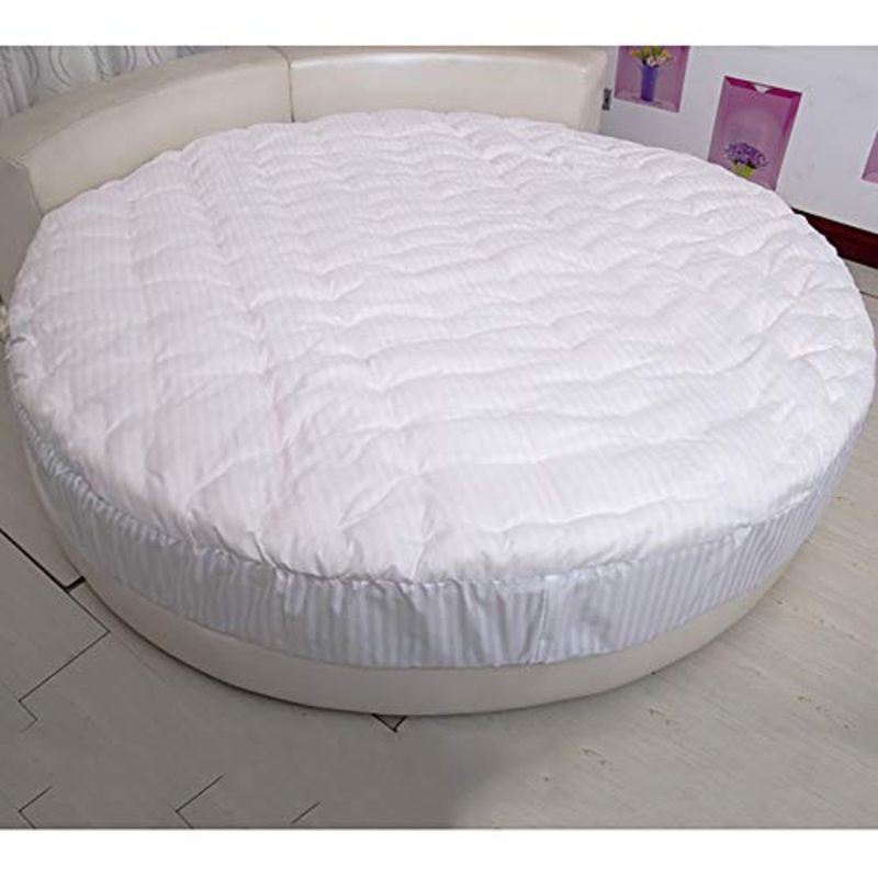 WSZGR 100% Cotone Trapuntato Letti Cerchio Materasso Futon,Rotondo Spesso Protettore del Materasso,Materasso Letto per Letto Rotondo Bianca Diametro:200cm/79inch