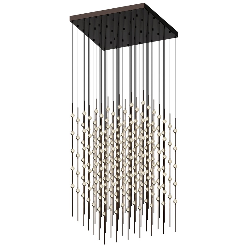 Constellation Cosmic Cube 30″ LED Pendant Espresso Black with Clear Faceted Acrylic 2700K 10′ Adjustable Cord