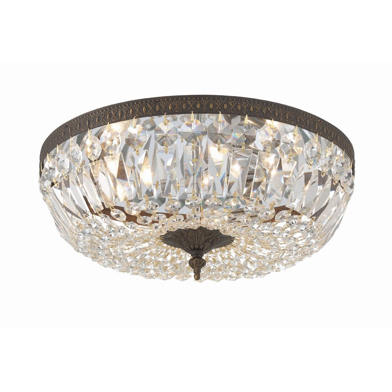 Crystorama 716-EB-CL-SAQ Ceiling Mount Three Light Flush Mount English Bronze