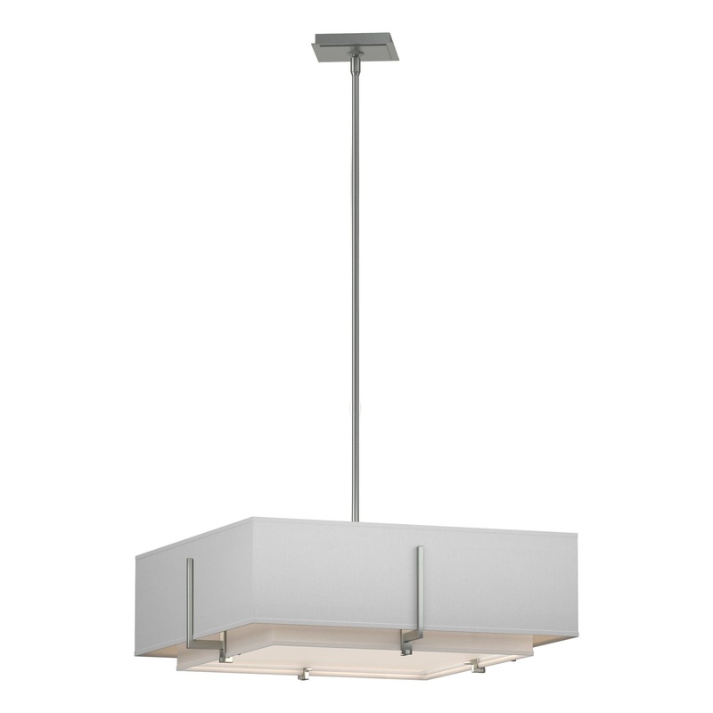 Exos Square Double Shade Pendant Vintage Platinum Natural Anna Inner Shade & Natural Anna Outer Shade