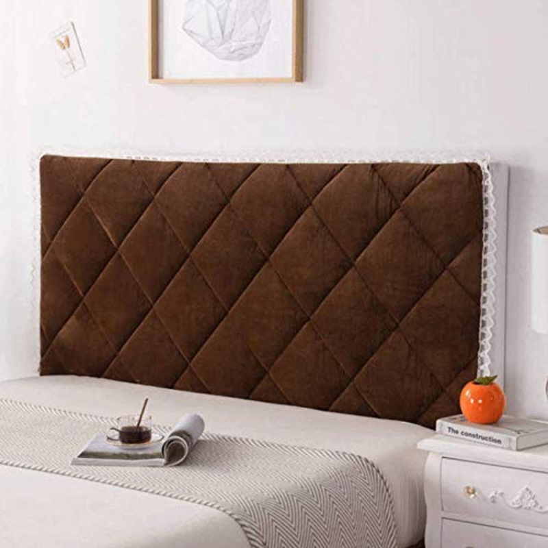 Fodera per Testiera da Letto Corta in Peluche Coperchio della Testata Letto Matrimoniale King Queen Copri-Protector Trapuntato in Cotone per Legno/Pelle/Tessuto in Schienale Decorazione,Brown-180cm
