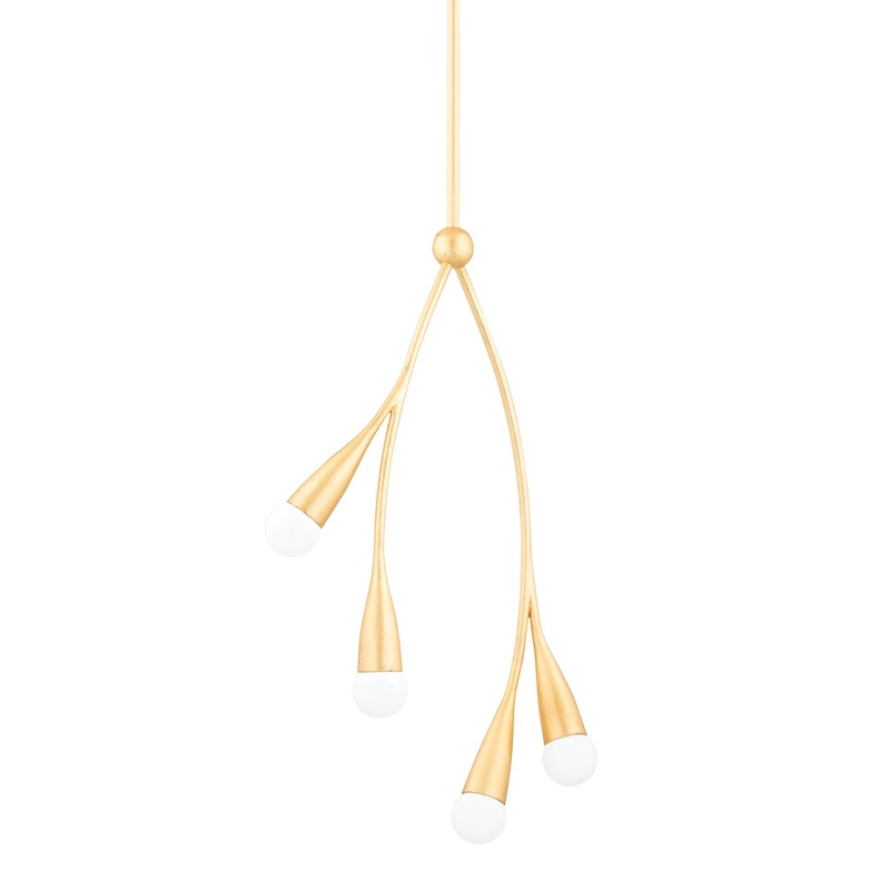 Four Light Pendant from the Elsa Collection in Gold Leaf Finish by Mitzi