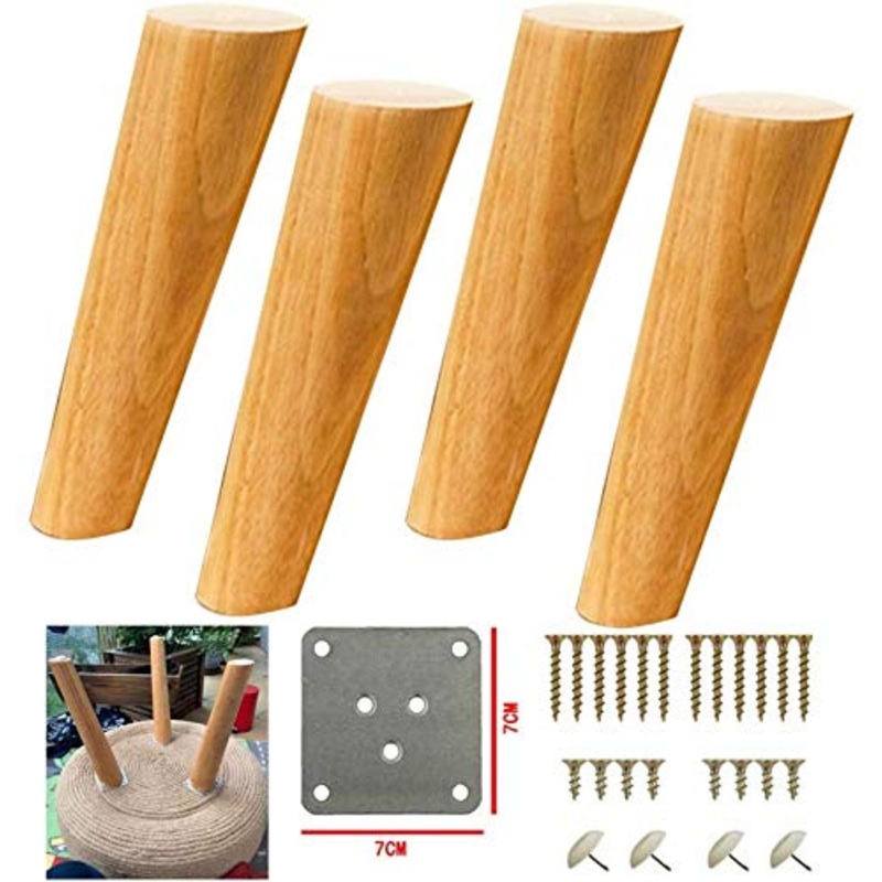 GAXQFEI 4 Pezzi Gambe in Legno Massello in Legno Massello, Divano Obliquo in Legno Conico Tavolino, Piedini Di Ricambio per Armadietti, per Divano Pieds Cassettiera Cassettiera Cassettiera Project Mo