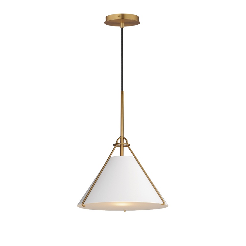 Lucas Single Pendant White/Natural Aged Brass