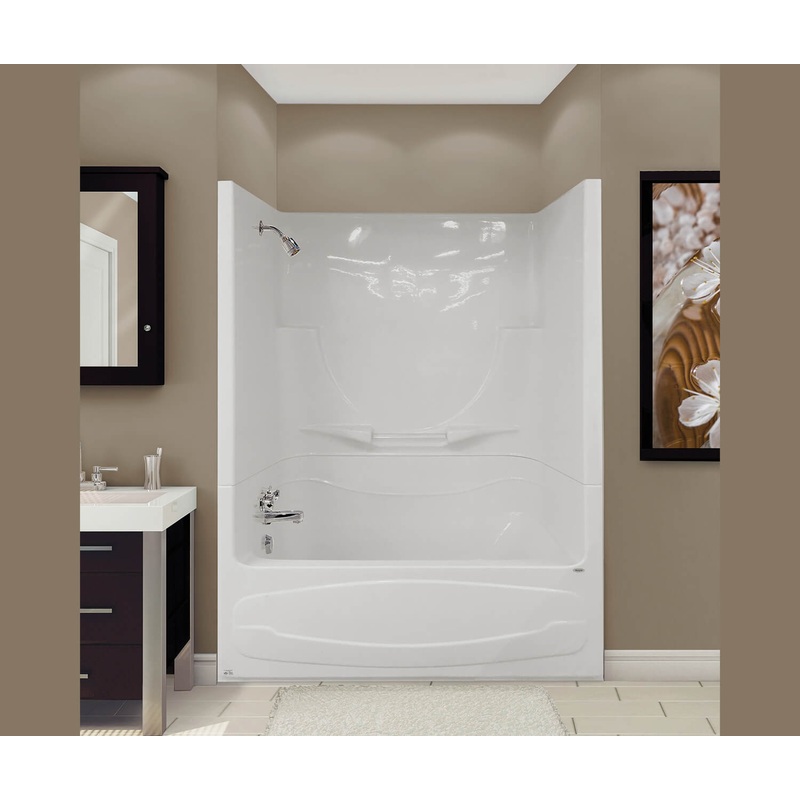 MAAX 105621-091-001-106 Figaro II AFR 59 x 33 Acrylic Alcove Left-Hand Drain Two-Piece 10 Microjets Tub Shower in White