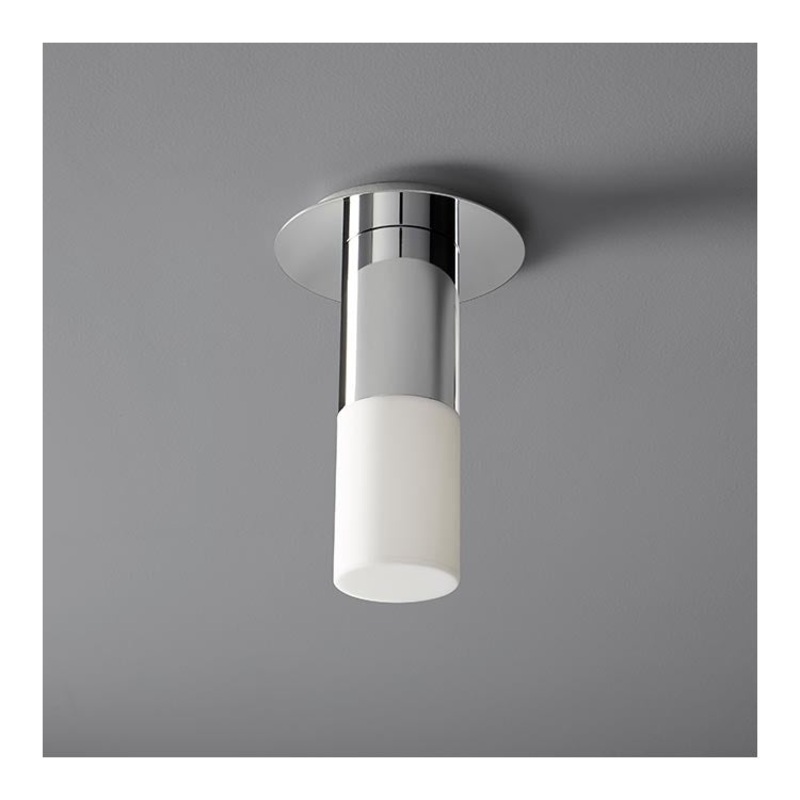 Pilar Single-Light Small LED Flush Mount Ceiling Fixture with Acrylic Shade – Polished Chrome