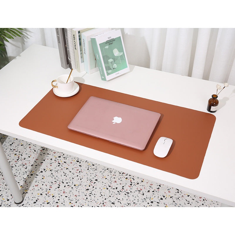 Reddish brown/gray Extra-Large Leather Table Mat for Study & Work – Pad for Students & Office Use (100x50cm)