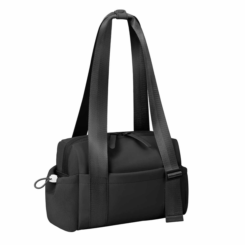 Stylish Black Mini Gym Bag & Travel Tote – Compact Duffel with Wet Pocket, Luggage Sleeve & Multiple Compartments