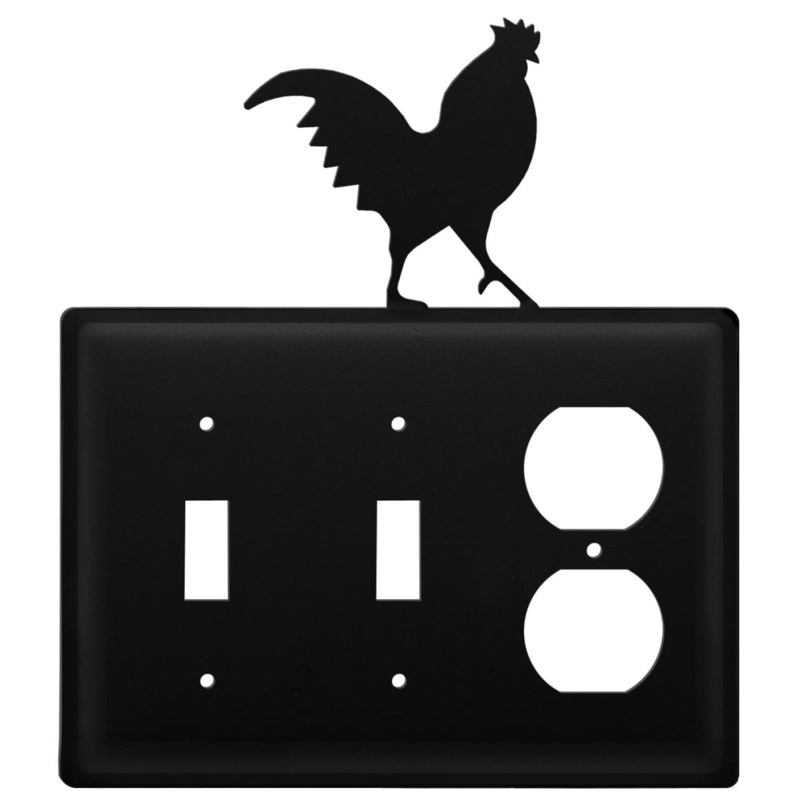 Village Wrought Iron ESSO-1 Triple Rooster Double Switch & Single Outlet Cover