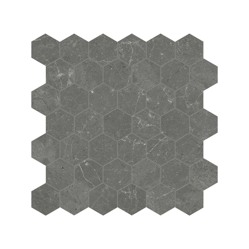 2″ Hex Stark Carbon Polished Marble Mosaic 1 Sheet = .99 Sqft Hexagon
