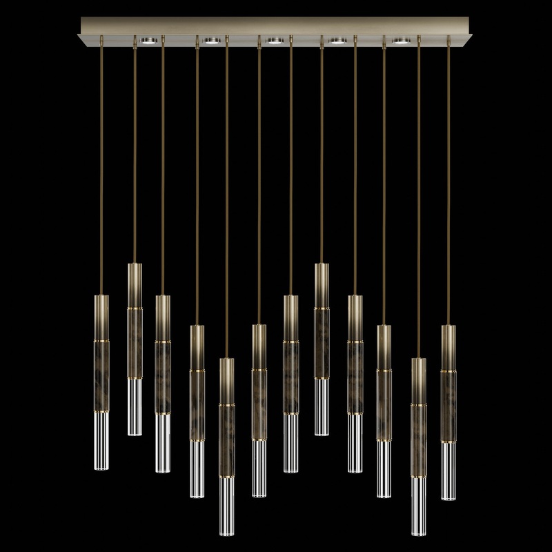 Antonia 61″W Rectangular Pendant Ombre Bronze/Brass/Charcoal