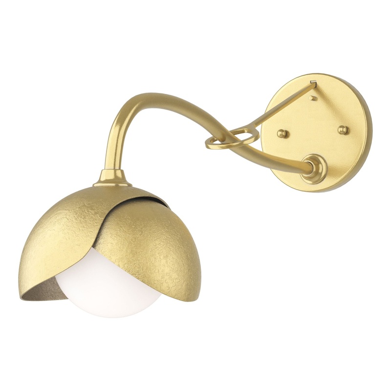 Brooklyn 1-Light Double Shade Long-Arm Sconce Modern Brass Modern Brass